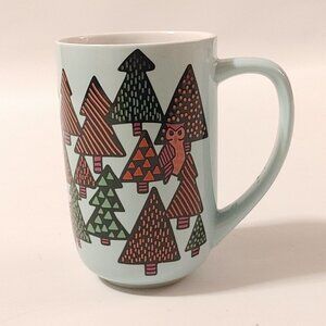 BEAUTIFUL Davids Tea Color Changing Nordic Mug Owls & Pines With Lid